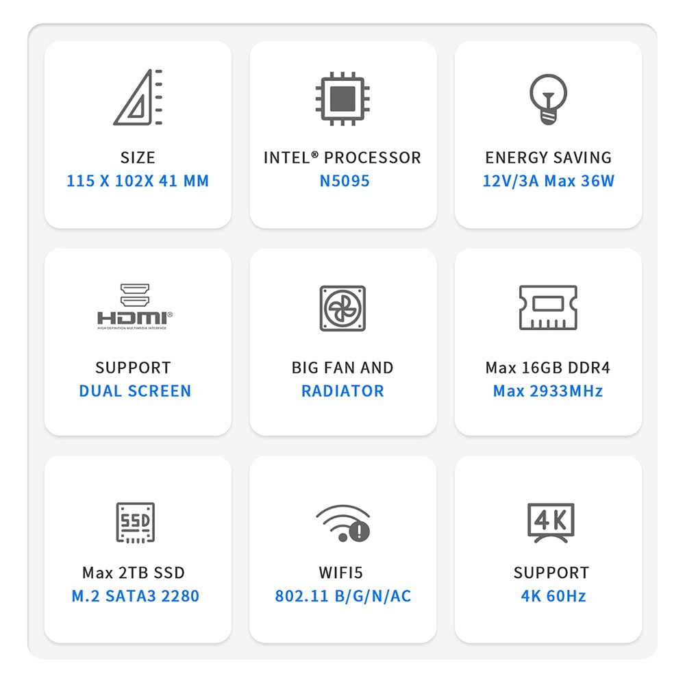 Beelink Mini S12 Pro N100 Mini S Intel N5095 Mini PC Windows 11 DDR4 8GB 128GB SSD كمبيوتر ألعاب مكتبي VS J4125 GK Mini GK3V