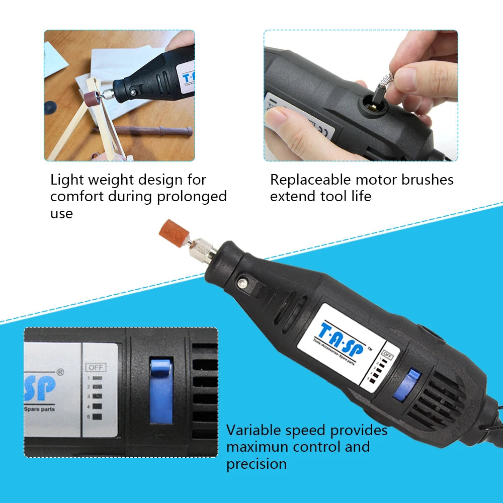 TASP 230V 130W Dremel Rotary Tool Set Electric Mini Drill Engraver Grinding Kit