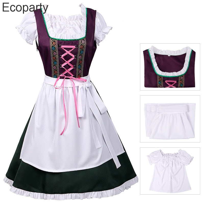 New Traditional Couples Oktoberfest Costume German Beer Outfit For Women Men Beer Girl Maid Cosplay Dress Halloween Fancy Outfit