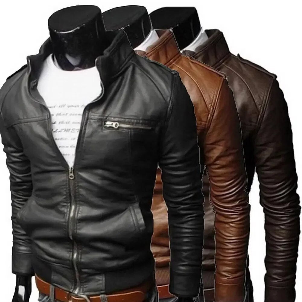Cool Jacket Coat Motorcycle Mens Outwear Autumn Collar Jackets Streetwear Fit Slim Winter Jacket Hot Fashion Bomber Leather Men