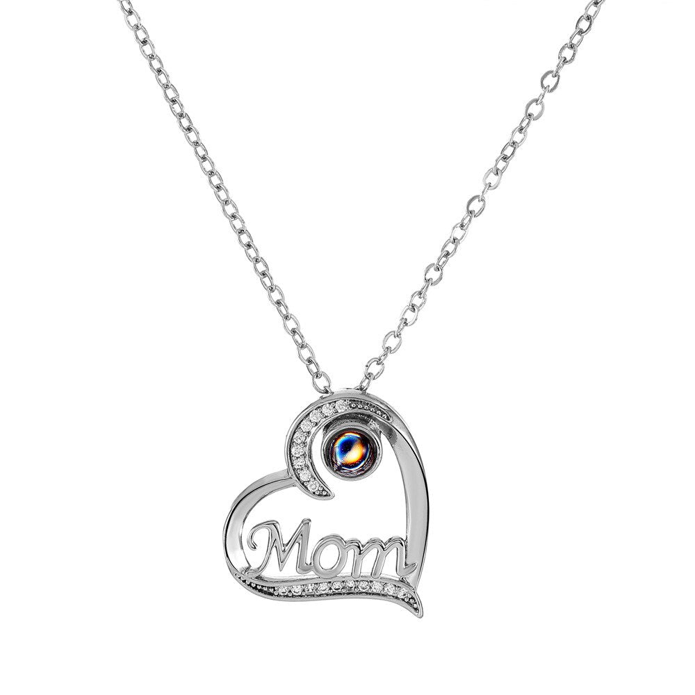 USA May Mother's Day Mom Stainless Steel Letter Pendant Necklace I Love You Necklace Love Memory Projection Pendant Jewelry Gift