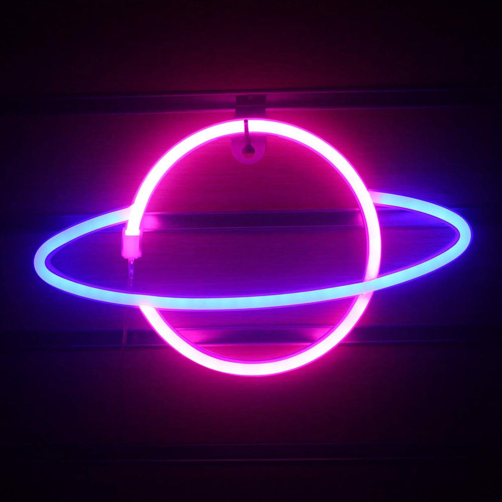 كوكب LED أضواء النيون ضوء تسجيل ديكور غرفة نوم النيون مصباح الليل للغرف جدار الفن بار حفلة USB أو بطارية تعمل بالطاقة