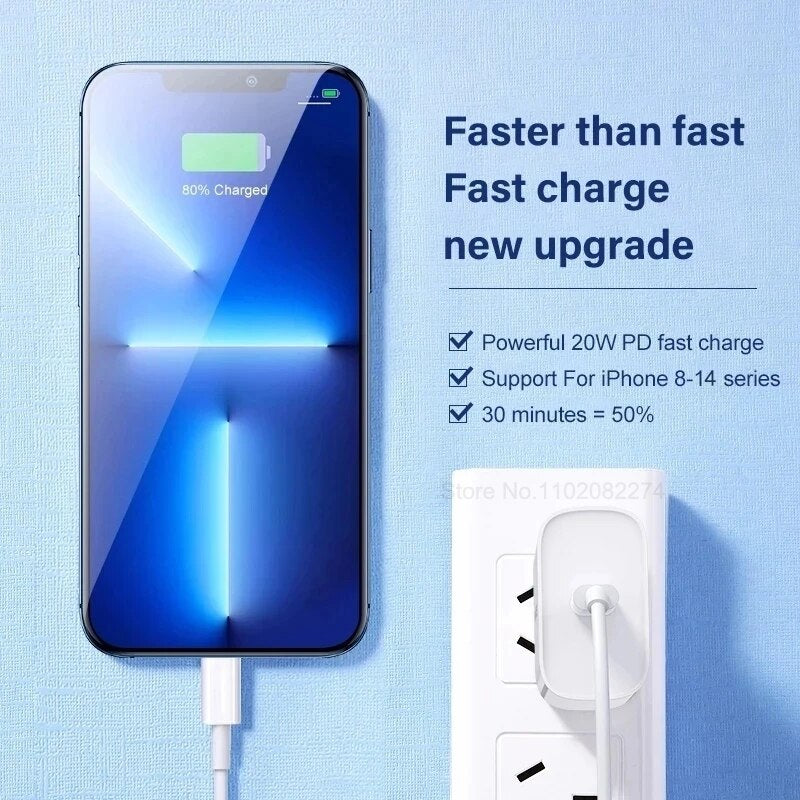 PD 20W Original Charger For iPhone 14 13 12 11 Pro Max Plus Magnetic Wireless Charger XS XR USB C Fast Charge Cable Accessories