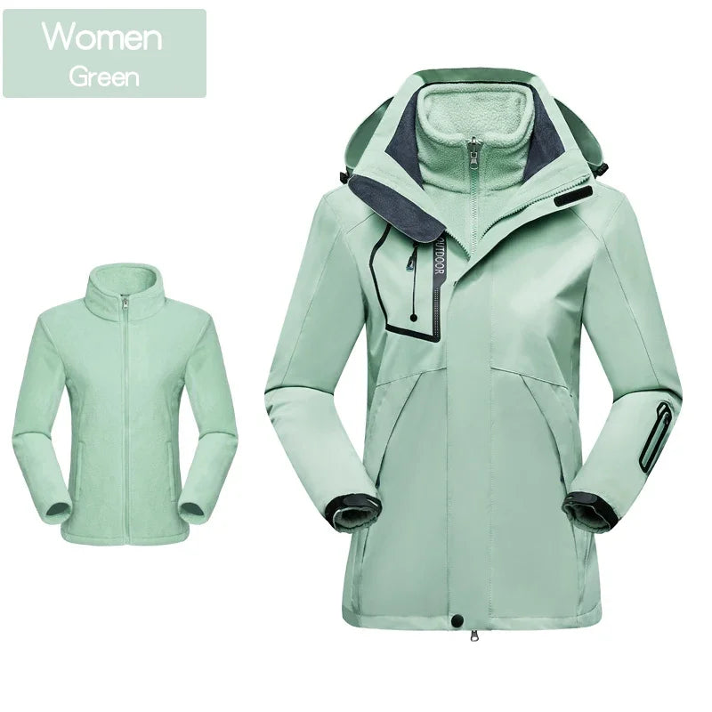 Skiing Jackets 3 In 1 Men Women Winter Warm Ski Hooded Jacket Windproof