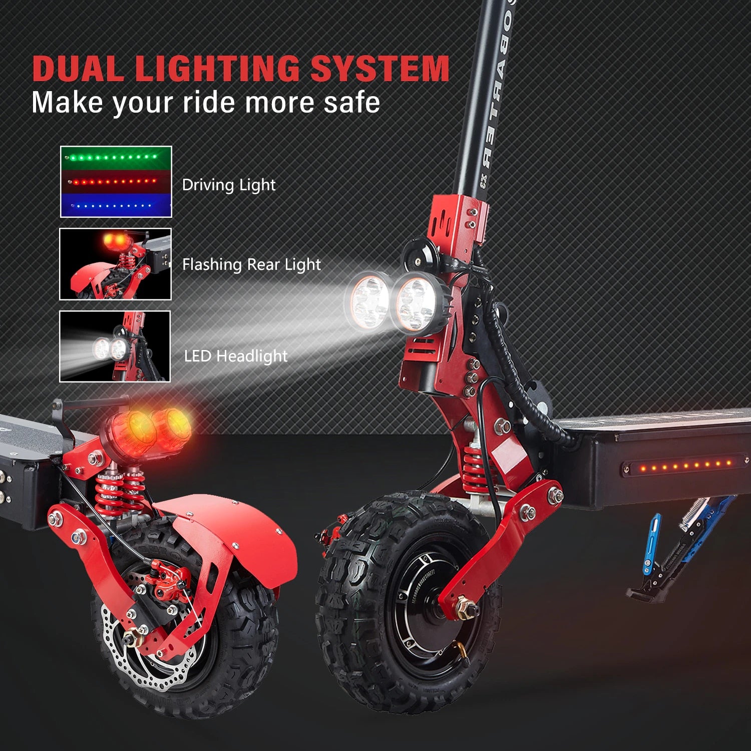 Electric Scooter for Adults 2400W Motor 48V 21Ah Battery 11Inch Off Road Folding E Scooter Dual Disc Brake Electric Kick Scooter
