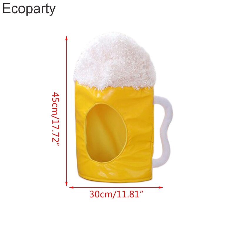 New Creative Japanese Funny Beer Cup Cosplay Headgear Yellow Cartoon Plush Toy Hat Halloween Carnival Costume Party Photo Props