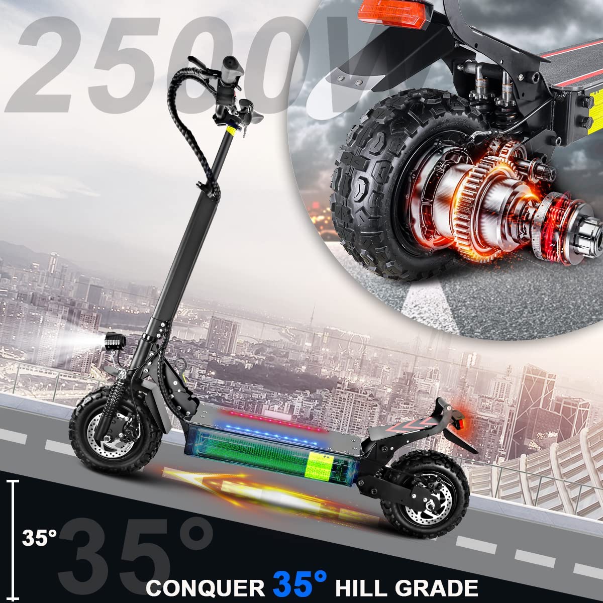 55KM/H Adult Electric Scooter with 2500W Motor 48V16AH Battery EScooter 11 Inch Off-Road trottinette électrique Electric Scooter