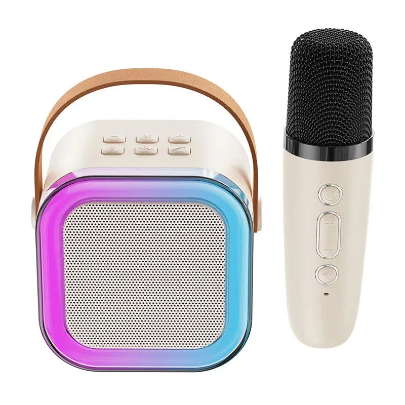 Dual Microphone Karaoke Machine Subwoofer Portable Bluetooth PA Speaker System with 2 Wireless Mic Home Family Singing Machine