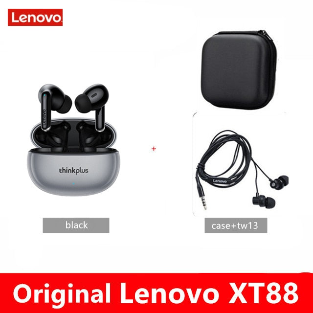 سماعة أذن لاسلكية أصلية جديدة من Lenovo XT88 TWS مزودة بتقنية البلوتوث 5.3 مزدوجة ستيريو للحد من الضوضاء وتحكم باللمس وسماعة رأس طويلة في وضع الاستعداد