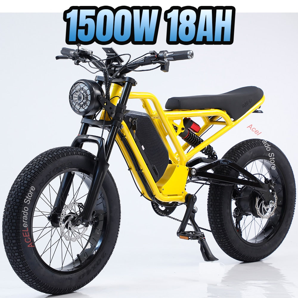 1500 واط دراجة كهربائية للبالغين 48 فولت 18 أمبير بطارية ليثيوم EBike مع تعليق كامل 20 "* 4.0" دراجات كهربائية بإطارات عريضة لجميع التضاريس