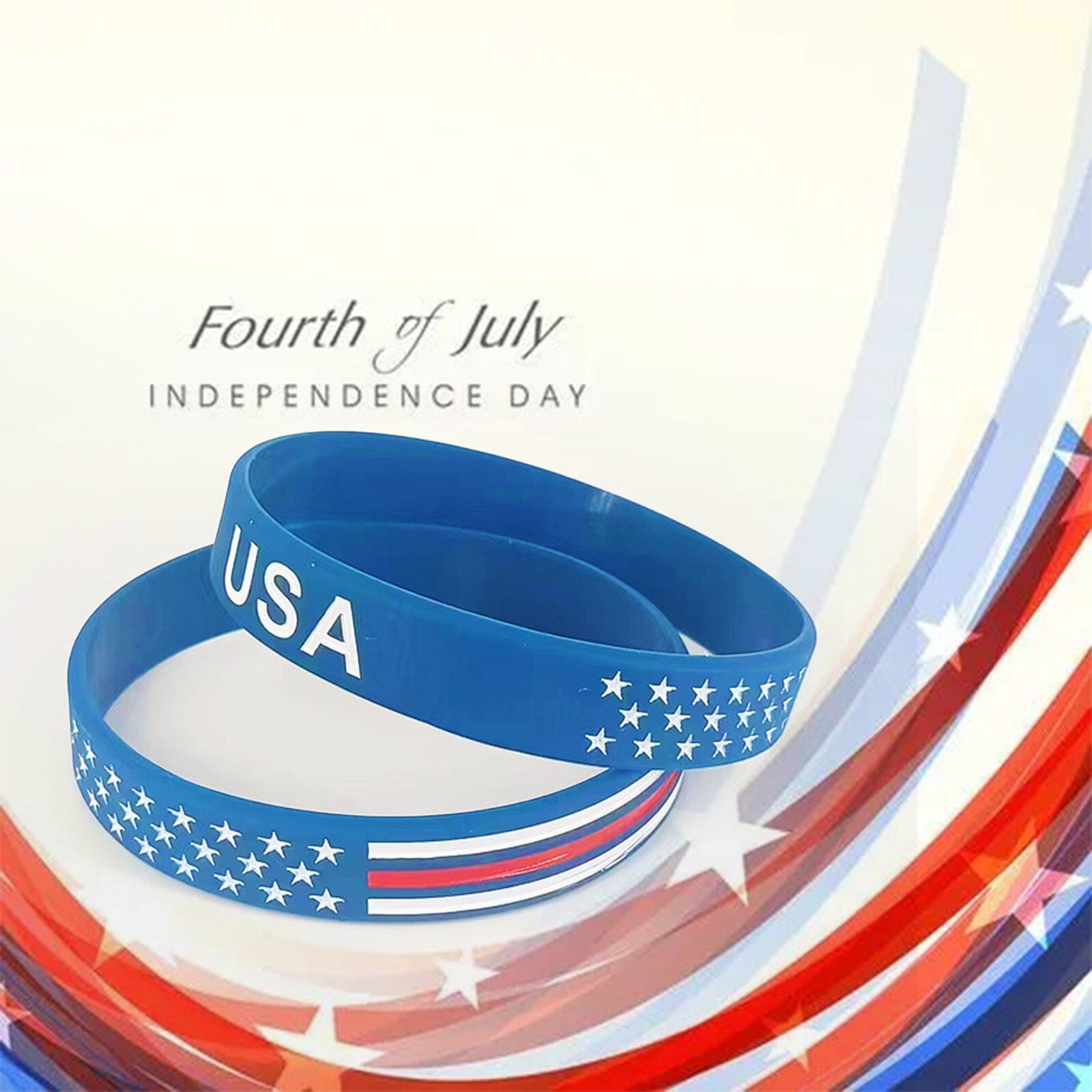 American Flag Silicone Bracelet USA Veterans Day Memorial Day Patriotic Party Wristband Party School Gifts Supplies