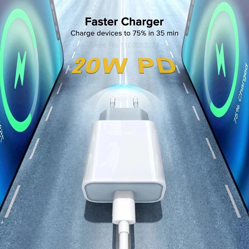 PD 20W Original Charger For iPhone 14 13 12 11 Pro Max Plus Magnetic Wireless Charger XS XR USB C Fast Charge Cable Accessories