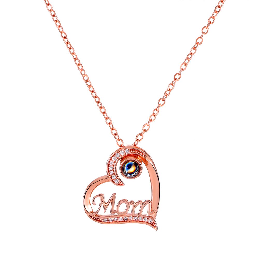 USA May Mother's Day Mom Stainless Steel Letter Pendant Necklace I Love You Necklace Love Memory Projection Pendant Jewelry Gift