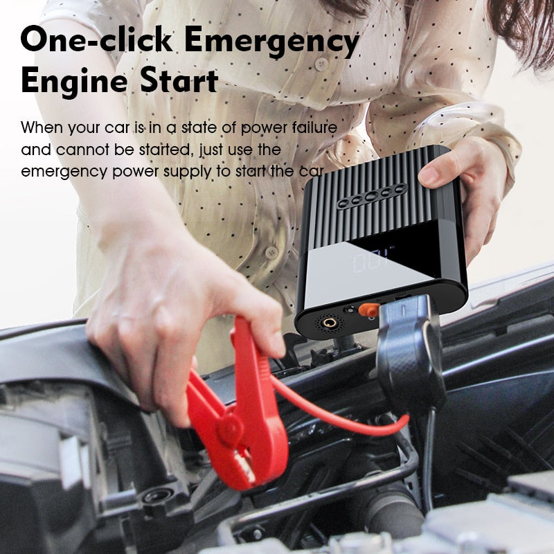 Car Jump Starter with air compressor portable Starting Device Battery Power Bank Automotive Booster start Charger