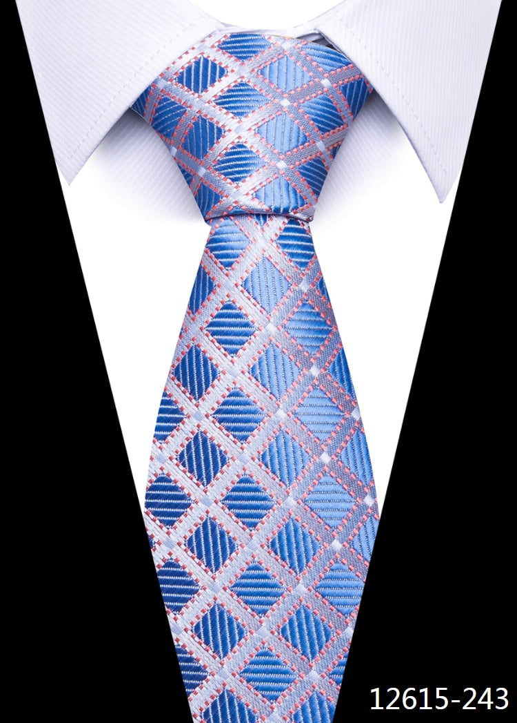 8 cm Tie Men Gravatas Classic Many Color Newest design Silk Necktie Shirt Accessories Striped Sky Blue Man&#39;s Office