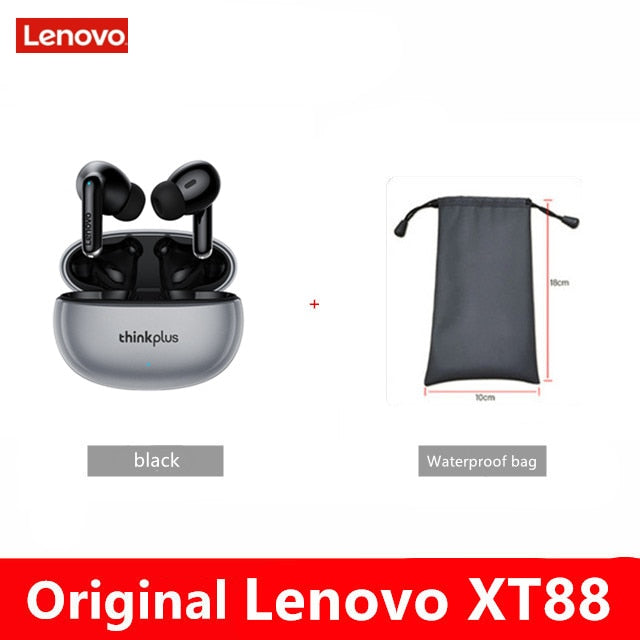 سماعة أذن لاسلكية أصلية جديدة من Lenovo XT88 TWS مزودة بتقنية البلوتوث 5.3 مزدوجة ستيريو للحد من الضوضاء وتحكم باللمس وسماعة رأس طويلة في وضع الاستعداد