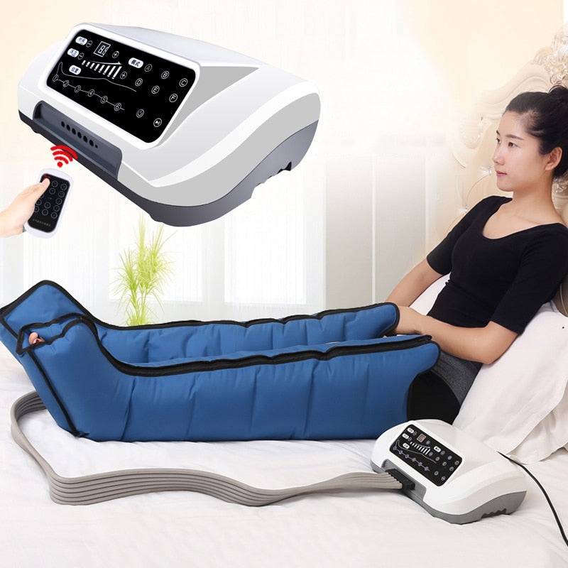 6 Airbags Air Pressure Leg Massager with Air Compression Therapy Arm Thigh Waist Pneumatic Air Wraps Pain Releif Remote Control