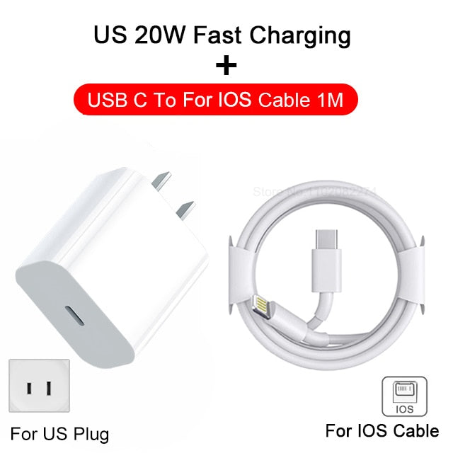 PD 20W Original Charger For iPhone 14 13 12 11 Pro Max Plus Magnetic Wireless Charger XS XR USB C Fast Charge Cable Accessories