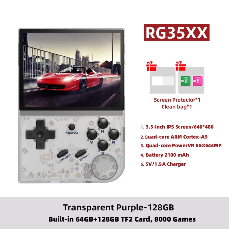 ANBERNIC RG35XX ريترو وحدة تحكم بجهاز لعب محمول نظام لينكس 3.5 بوصة IPS شاشة Cortex-A9 مشغل فيديو جيب محمول 5000+ ألعاب