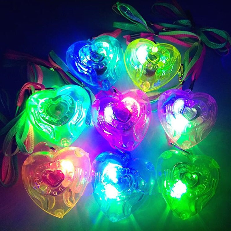 20/30pcs Star Heart LED Light Up Necklace Pendants Kids Flashing Glow Gift Blinking Toy Party Christmas Wedding Party Decoration