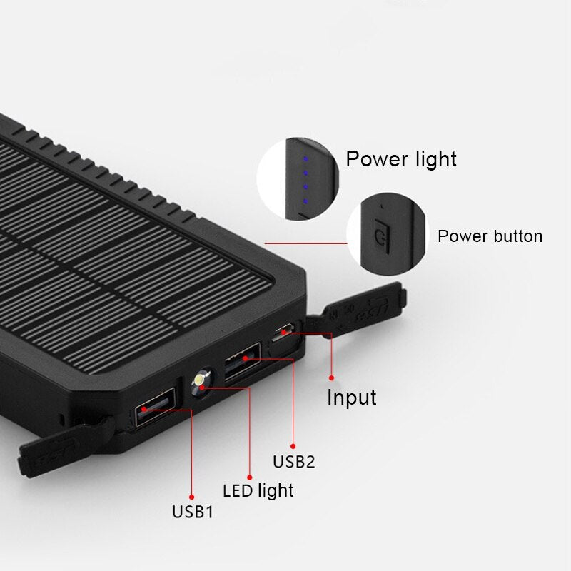 80000mAh Solar Powerbank Portable Large Capacity Fast Charging for Xiaomi Iphone Samsung Huawei External Battery LED Light 4USB
