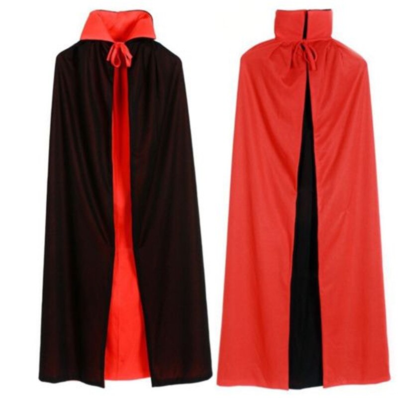 2023 Adult Child Halloween Costumes Red Black Wizard Vampire Cosplay Double Sided Hooded Cloak Dracula Devil Fancy Costumes Cape