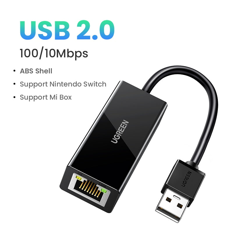 UGREEN USB Ethernet Adapter 1000/100Mbps USB3.0/2.0 to RJ45 Lan for Laptop PC Windows Xiaomi Mi Box Nintendo Switch Network Card