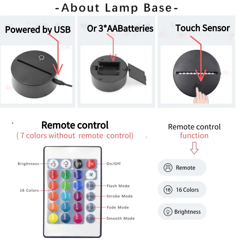 Airplane 3d Night Light Usb Plug-in Touch Table Lamp Decoration