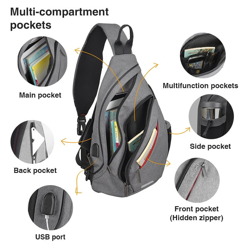 Mixi Men Sling Backpack One Shoulder Bag Boys Student School Bags University Work Travel Versatile 2020 Fashion New Design M5225