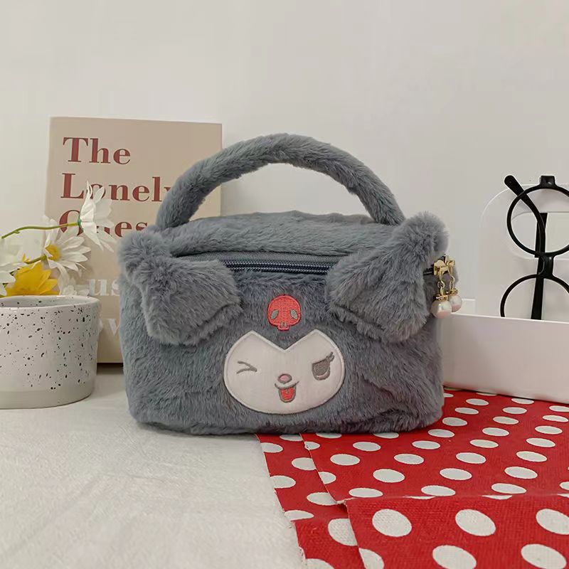 25cm Kulomi Plush Backpack Sanrio Plush Toys Cute Melody Cosmetic Bag Cinnamoroll Handbag Kawaii Room Decor Gifts for Kids Girls