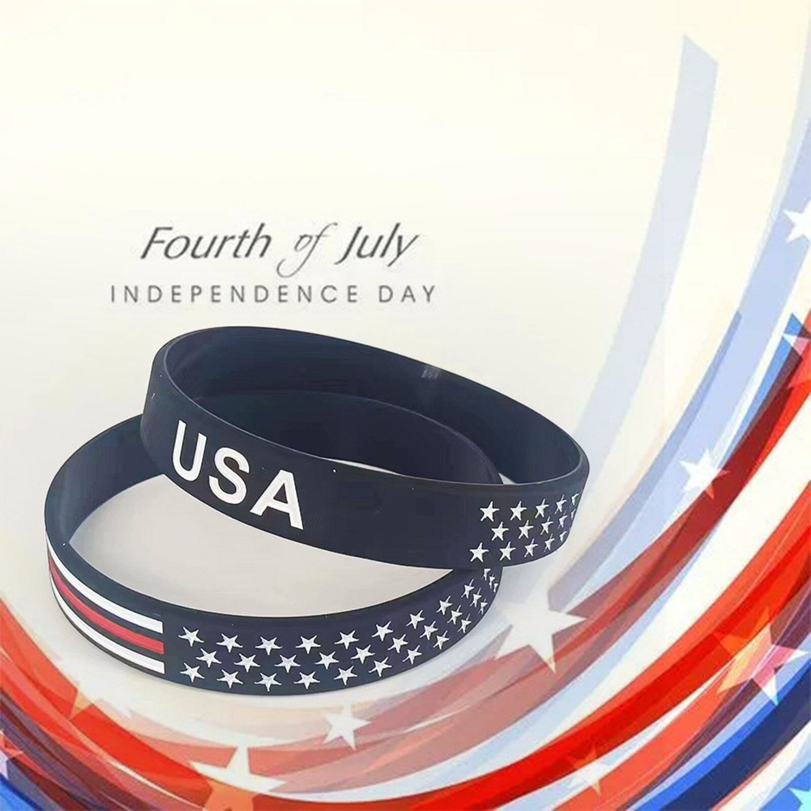 American Flag Silicone Bracelet USA Veterans Day Memorial Day Patriotic Party Wristband Party School Gifts Supplies