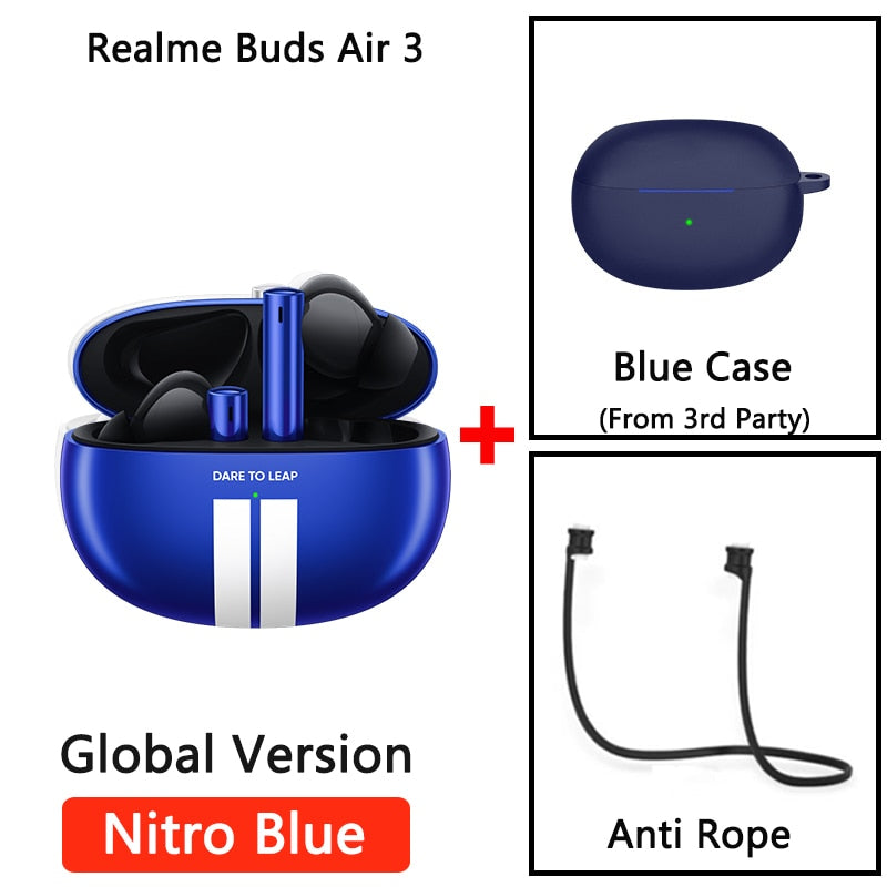 Global Version realme buds air 3 Bluetooth 5.2 long battery life Earphone 42dB Active Noice Cancelling Headphone IPX5 Waterproof