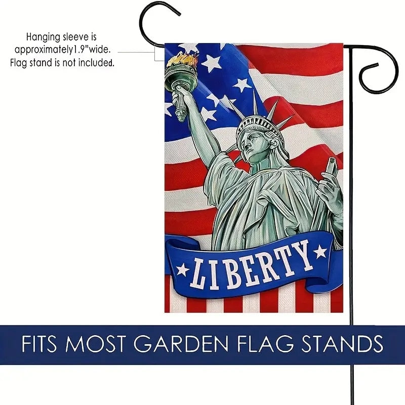 1pc Artofy Statue of Liberty Small Decorative Garden Flag, Stars Stripes America USA Memorial Day Yard Outside