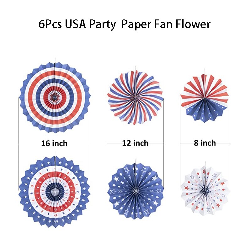 4th of July Red White Blue USA Themed Party Paper Star Streamers Patriotic Glitter Star Garland String Chain Hanging Decorations