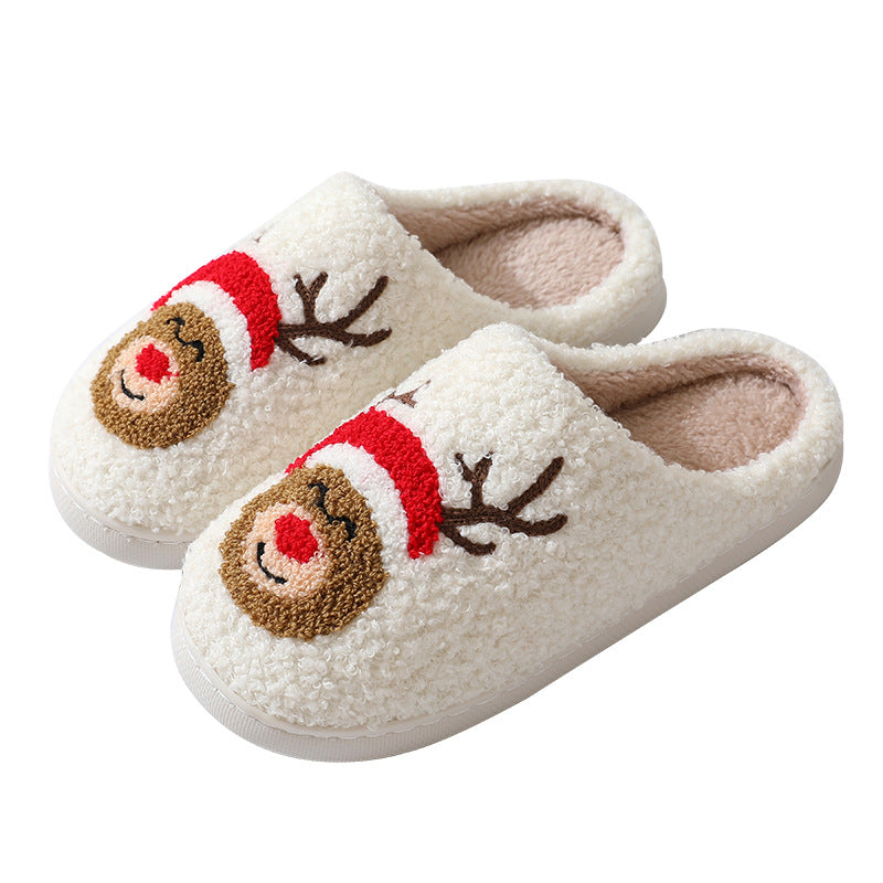 Christmas Home Slippers Cute Cartoon Santa Claus Cotton Slippers For Women And Men