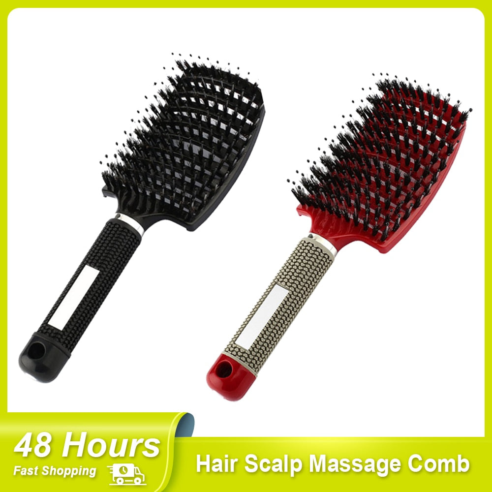 Hair Scalp Massage Comb Hair Brush Women Wet Dry Curly Ultra Detangler Hairbrush Bristle Nylon Salon Hair Styling Tools Dropship