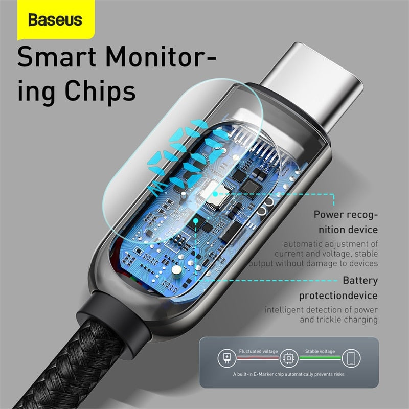 Baseus PD 100 واط/66 واط USB C كابل لماك بوك 2021 شحن سريع نوع C كابل ل شاومي سامسونج بيانات سلك كابل شحن الهاتف