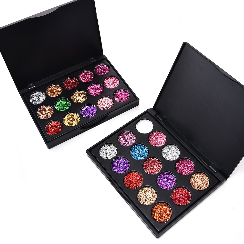 CmaaDu 15 Color Studio Shimmer Glitter Eyeshadow Powder Palette Matte Eyeshadow Cosmetic Makeup Pigment Eyeshadow Palette