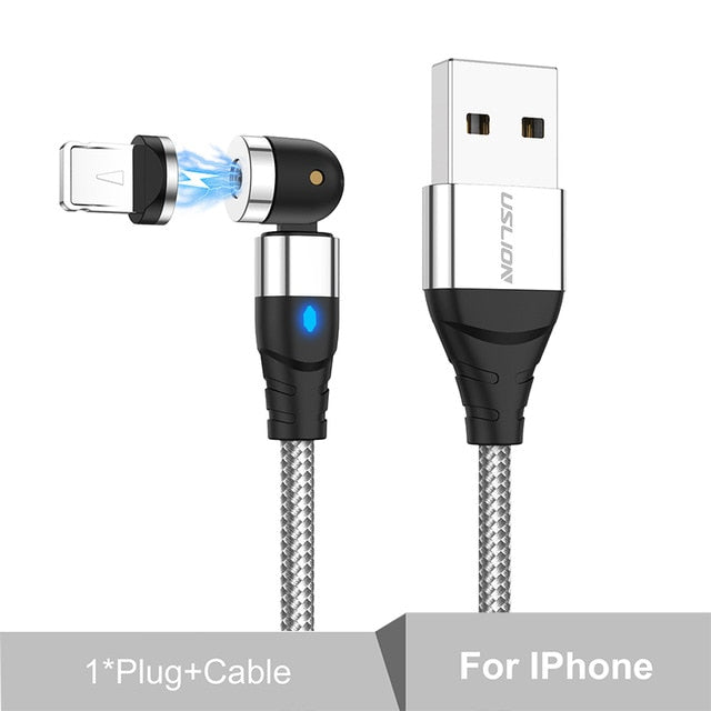 USLION 540 درجة الدورية كابل مغناطيسي مايكرو USB نوع C كابل الهاتف ل iPhone11 برو XS ماكس سامسونج Xiaomi USB سلك الحبل كابل