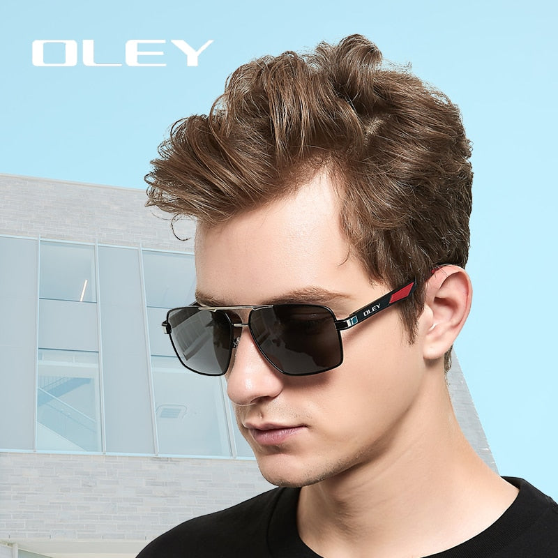 OLEY Brand Design Classic Pilot Polarized Sunglasses Men&#39;s Aluminum Color-Change Lens Goggles Oculos de sol Accept custom logo