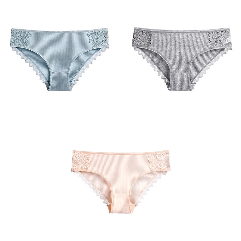 3 Pcs Cotton Women&#39;s Panties Lace Underwear High Quality Soft Breathable Female Briefs Underwear For Woman Lingerie New BANNIROU