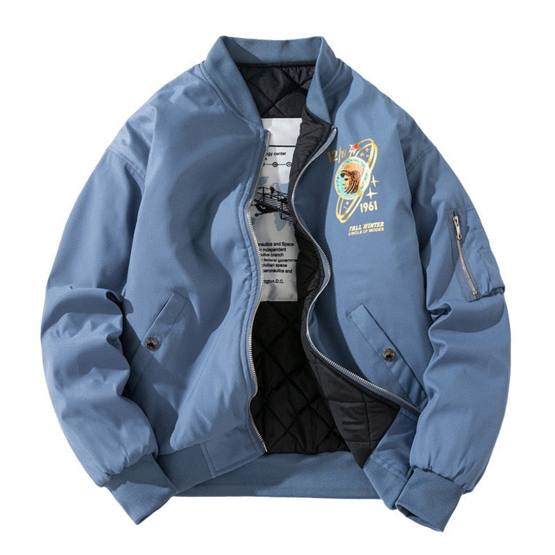 Winter Bomber Jacket Men Fashion Pilot Jacket Rocket Print Baseball Coat Casual Youth Streetwear Outerwear Mens Clothing 2020