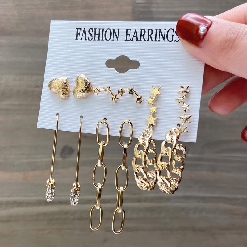 Fashion Gold Hoop Earrings Set Women Pearl Hoop Earrings Oversize Metal Circle Punk Earring 2020 Female Fashion Jewelry