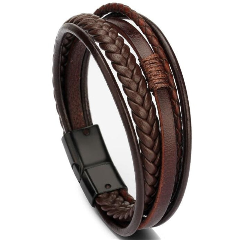 ZOSHI Trendy Genuine Leather Bracelets Mens Multilayer Braided Rope Bracelets Male Female Bracelets Retro Jewelry