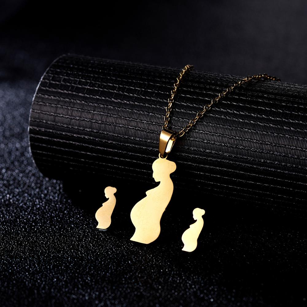 مجموعة مجوهرات Rinhoo لعيد الأم هدية من الفولاذ المقاوم للصدأ على شكل قلب ماما وقلادة على شكل زهرة وردية وأقراط هدية عيد الشكر للأم