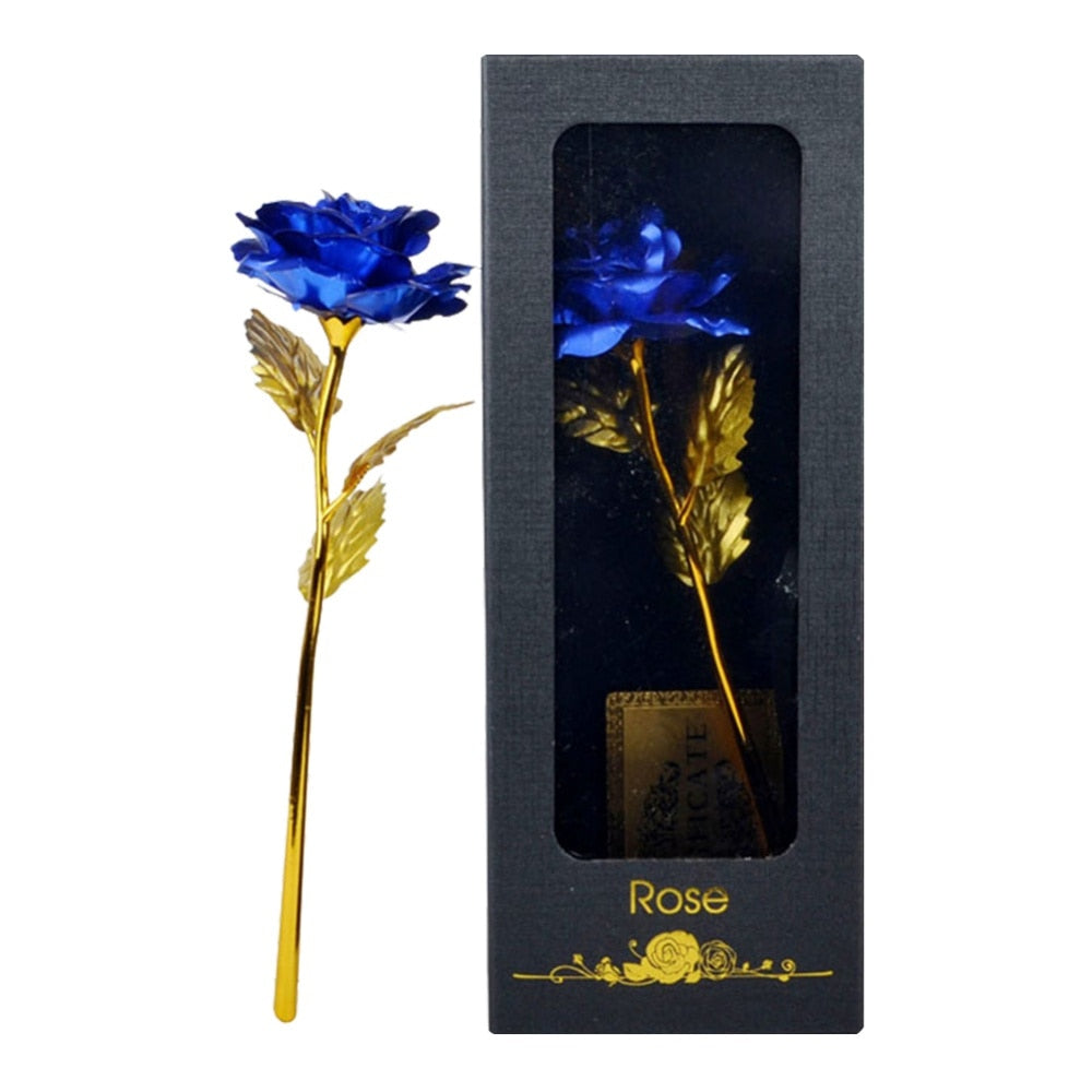 24k Gold Plated Rose With Love Holder Box Gift Valentine&#39;s Day Mother&#39;s Day Gifts Flower Gold Dipped Rose US Drop ship