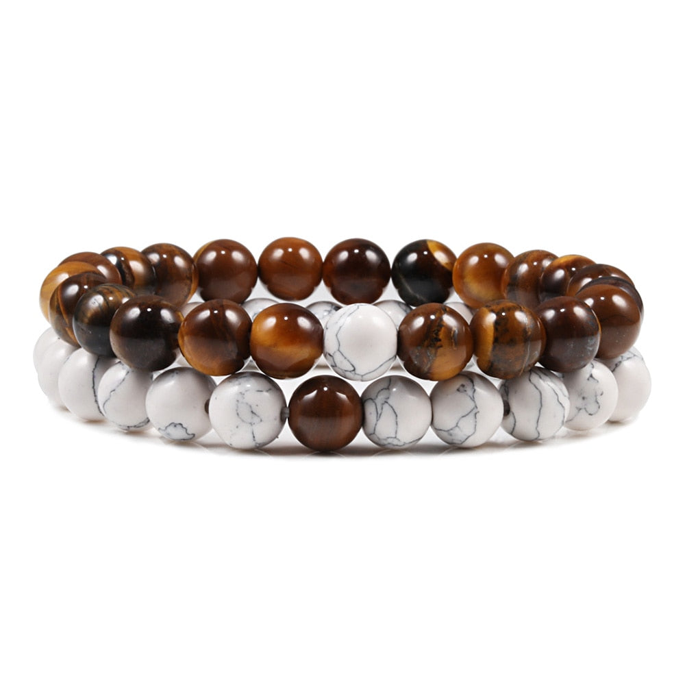 Men Bracelet Tiger Eye Stone Braided Bracelet Black Matte Natural Stone Beads Bracelet Couple Distance Charm Yoga Jewelry Gifts