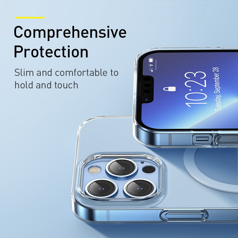 Baseus Transparent Magnetic Phone Case for iPhone 14 13 12 11 Pro Max Wireless Charging Cover For iPhone13 12Pro Max Magnet Case
