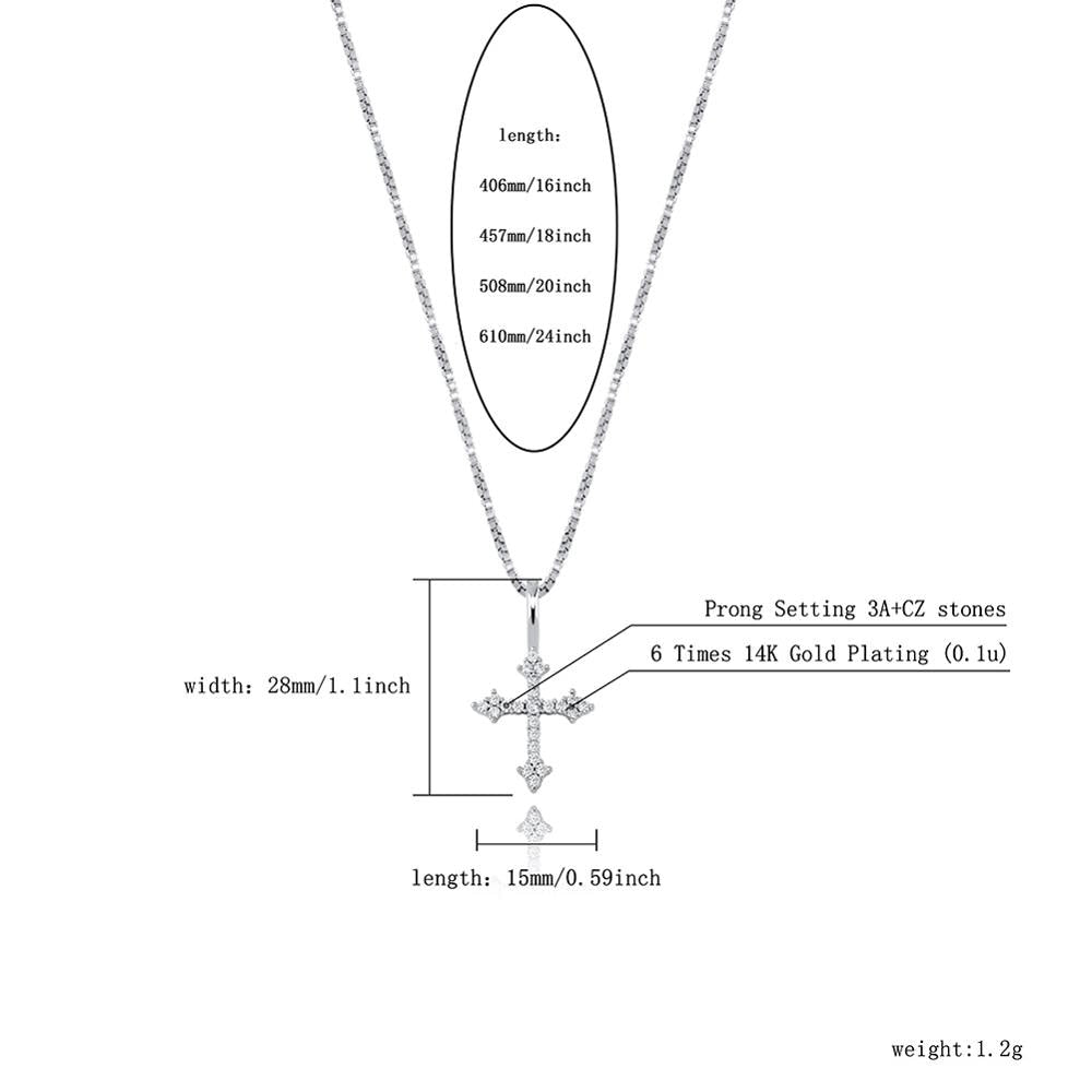 TOPGRILLZ 925 Sterling Silver Women Pendant Iced Cubic Zirconia Cross Pendant Fashion Hip Hop Jewelry For Gift