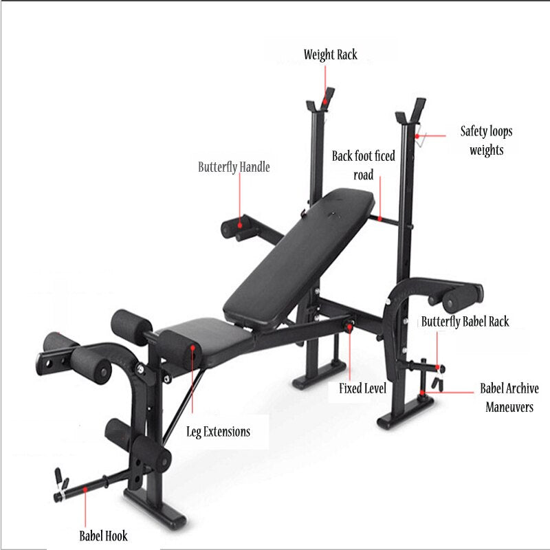 Indoor Multifunctional Household Supine Board Weight Bench Barbell Rack Bench Press Strength Training Device Fitness Equipment